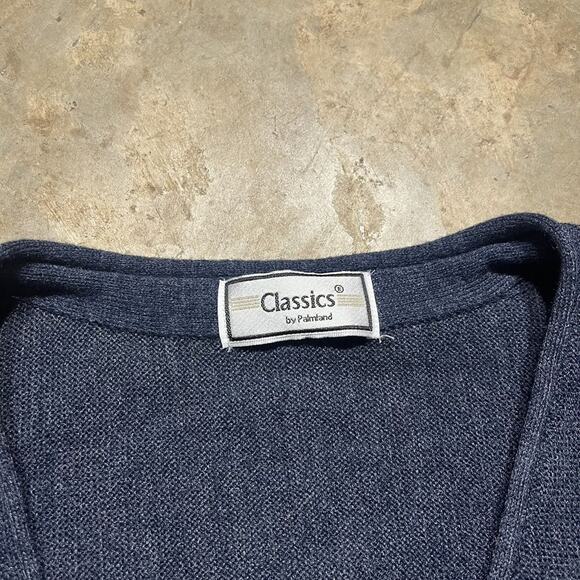 Vintage 80s Classics by Palmland Navy Acrylic Cardigan - Picture 3 of 3